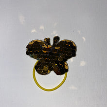 Load image into Gallery viewer, 7-Pack of Sparkly Reversible Sequin Hair Ties (Flower, Heart, Mermaid Tail, Butterfly, Star, Mouse Ears, Bear)