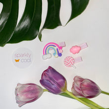 Load image into Gallery viewer, 3-Pack Cute Handmade hair clips (Each set includes: Rainbow, Cloud, &amp; Lollipop)
